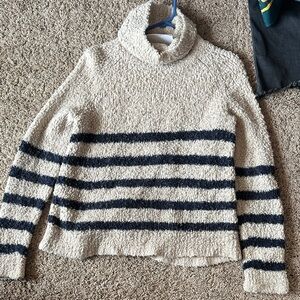 Madewell Cream and Navy Striped Turtleneck Sweater